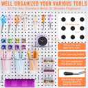INCLY 30PCS Peg Board Organizer Accessories Kit, Pegboard Hooks Assortment with Bins, Cups, Wire Baskets and Paper Towel Holder for 1/8 and 1/4 Pegboard Garage Workbench Craft Room Organizing Tools