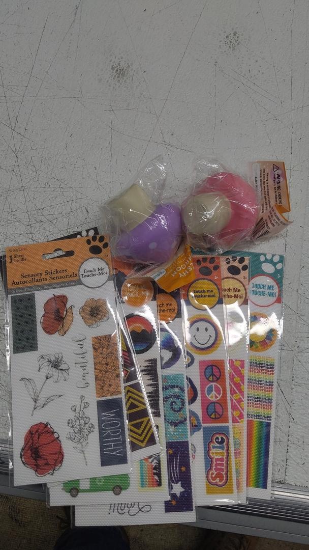 Set of 2 Squishy Pink and Purple Mushroom Fidget Toys, Pack of 7 Fidget stickers