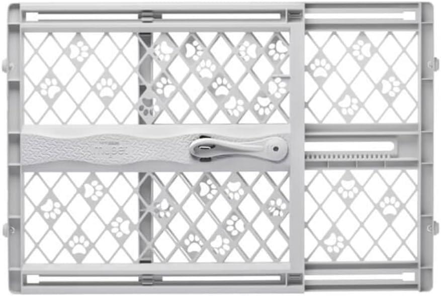 MYPET North States Paws Portable Pet Gate: 26-40" Wide. Pressure Mount. No Tools Needed. Made in USA. Dog Gate 23" Tall, Expandable, Durable Dog Gates for Doorways, Light Gray
