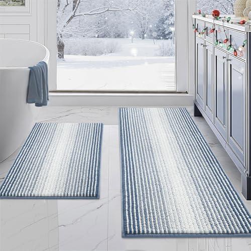 BSICPRO Bathroom Rugs and Mats Sets, 2 Piece Thick Absorbent Chenille Non Slip, Soft Shaggy Floor Mats, Machine Washable ( Plus 16" x 24")