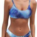 Fanuerg Women's Ribbed Bikini Sets Scoop Neck Cheeky Swimsuit Textured Two Piece Bathing Suit S