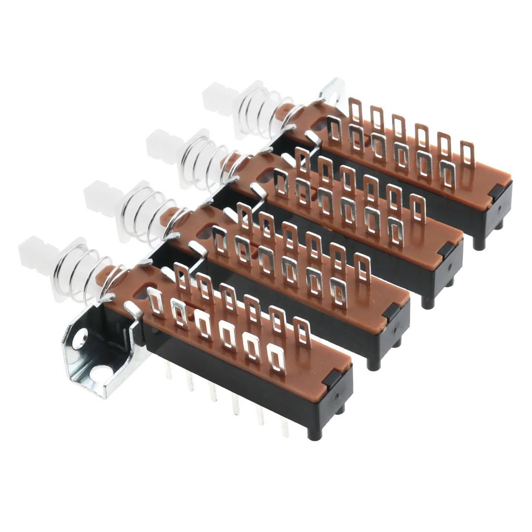 E-outstanding 12-Pin 4-Position Interlocking Pushbutton Switch with Straight Keys Piano Type Double Throw