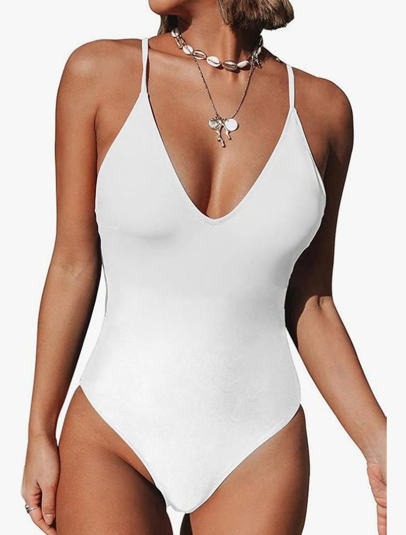Swimsuit Sexy V Neck Cross Back Bathing Suit High Cut Backless Swimwear, Size: M