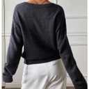 SHENHE Women's Crewneck Sweater Pullover Drop Shoulder Soft Knit Fall Casual Sweater Jumper Dark Grey Medium