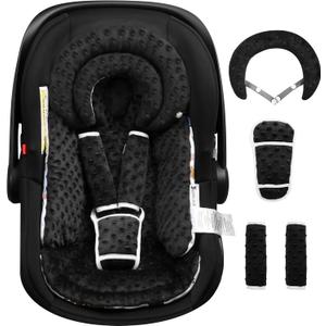 BOMOLOUR Infant Car Seat Insert with Removable Cushion for Baby Preemie Newborn Infant, Reversible carseat Insert Head Body Support Fits for Stroller, Baby Swing, Rocker, Bouncer, Bassinet - Black