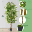 Warmplants 8ft Artificial Ficus Tree, 96 Realistic Ficus Leaves Large Fake Plant with Basket, Indoor Outdoor Potted Faux Tree for Home Garden Office House Livingroom Dcor