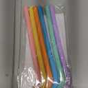 NiHome 6-Pack Wide Reusable Bent Silicone Straws for Smoothies, Milkshake & Juice, 0.425" Eco-Friendly Bent Straws for Thick Drinks, Child-Safe, Customizable Length, 2 Brushes (Deep Rainbow)