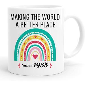 91st Birthday Gifts For Women Men Coffee Mugs, Making The World A Better Place Since 1935 Cup For Grandpa Grandma, 91 Yr Old Birthday (1935)