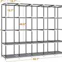 MOGELAFOO 83 Inch Wide Portable Closet Wardrobe, Clothes Storage Rack Organizer with Cover, 5 Clothes Hanging Rods and 10 Storage Shelves, Grey