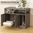 Halitaa Cat Litter Box Enclosure, Hidden Litter Box Furniture with Scratch Pad, Farmhouse Indoor Cat House Washroom End Table, Grey