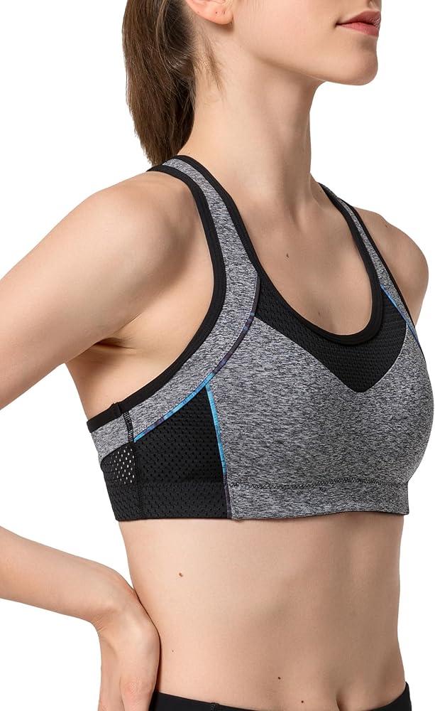 Yvette Sports Bras for Women High Impact Support Racerback Sports Bra Plus Size No Underwire for Running Workout, Size S