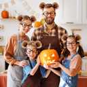 4 x Chipmunks Costumes Set,Chipmunk Ears Headband Black Round Frame Glasses,Fluffy Animal Hairband for Halloween Costume Accessories,Cosplay Party Supplies