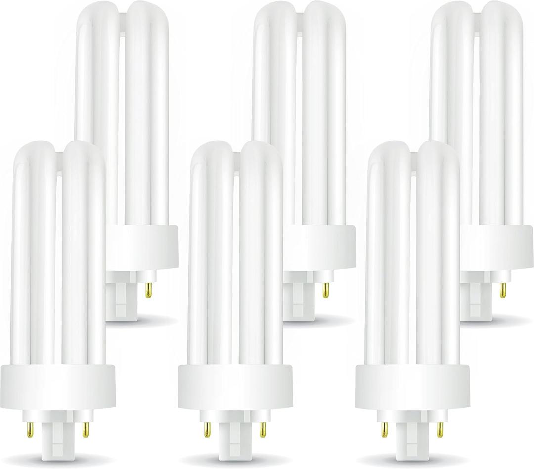 Circle (6 Pack) PLT-26W 865, 4 Pin GX24q-3, 26 Watt Triple Tube, Compact Fluorescent Light Bulb