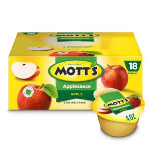Mott's Applesauce, 4 Oz Cups, 18 Count, No Artificial Flavors, Good Source Of Vitamin C, Nutritious Option For The Whole Family, BB: Jun 3 2027