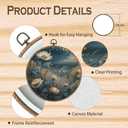 Tzhim Vintage Moody Blue Floral Round Wall Art, Dark Cottagecore Wildflower Field Round Wall Decor Framed, Rustic Farmhouse Flower Botanical Canvas Walls Sculptures for Home Office Decor, 10x10 Inch