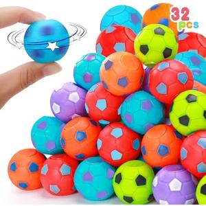 32PCS Fidget Spinner Soccer Balls Sports Birthday Party Favors Bulk for Kids 4-8 8-12 Valentine Goodie Treat Bag Stuffers Classroom Treasure Toys Carnival Prizes Pinata Fillers Mini Return Gifts