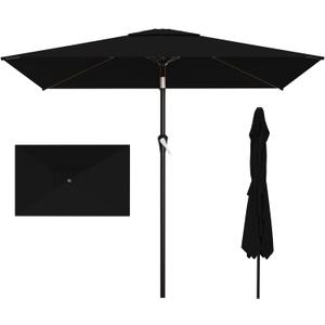 AreShark 6.5' x 10' Rectangular Patio Umbrellas for Outdoor, Outdoor Table Umbrella, Large Outdoor Patio Umbrellas with 6 Sturdy Ribs for Pool, Garden, Deck & Market (Black)