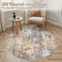 DMOYEST 5ft Round Area Rug Living Room Rugs - 5x5 Washable Large Soft Indoor Neutral Modern Abstract Low Pile Rug Carpet for Bedroom Dining Room Farmhouse Home Office - Grey Brown
