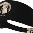 Black and Gold Swirl Liquid Ink Marble Workout Headbands Fashion Sports Sweatbands Yoga Hairbands for Fitness Athletic Non Slip Wicking Headscarf for Men Womens Girls Summer Accessories Elastic Bands (One Size, Funny Bigfoot Sasquatch Full Moon)