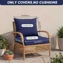 Tingjoo 1 Set 24x24x4 Inch Outdoor Chair Cushions Covers, Waterproof UV Resistant Patio Cushion Replacement Seat Slipcovers, and 24 x 20 Back Covers with Zipper for Furniture, Deep Seat Sofa (Navy)