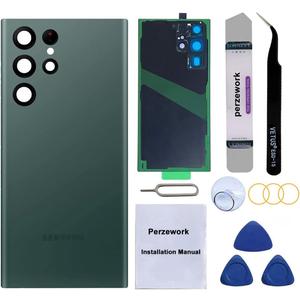Rear Back Glass Replacement for Samsung Galaxy S22 Ultra 6.8 inches 5G with Reparing Toolkit and Pre-Installed Adhesive (Green)