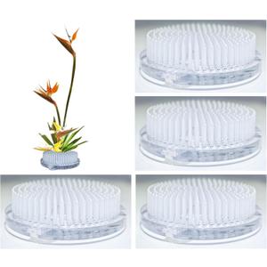 4Pcs Thicken Plastic Flower Frog 70mm/2.76" Clear Japanese Floral Frogs Round Ikebana Kenzan Flower Arrangement Pin Frog Holder