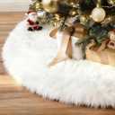 iMucci 30inch Christmas Tree Skirt Wool Fur Black Tree Skirt Small Tree Skirts Black Trees Skirt Holiday Party Decoration