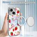 for iPhone 13/14 Case [Compatible with Magsafe],Girls Women Clear Magnetic Case Silicone Shockproof Protective Cover with Pattern Strawberry Sunflower