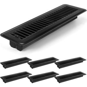 Tandefio 6 Pcs 2" x 12" Floor Register Vent Covers Metal Heavy Duty Walkable Floor Air Vent Covers with Rust Proof Finish Grille Easy Adjust Air Supply Lever for Home Wall Ceiling (Black)