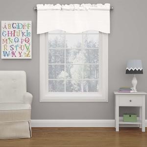 ECLIPSE Kendall Modern Scalloped Valance Rod Pocket Window Curtain for Kitchen or Bathroom, 42" x 18", White