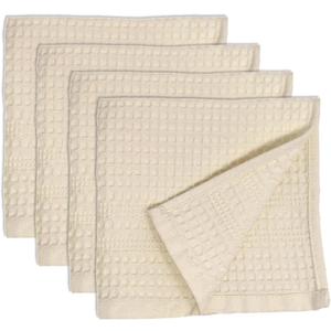 GILDEN TREE Waffle Towels Wash Cloths for Showering, Exfoliating Washcloth Face Towels, Quick Dry Towel Cotton Washcloths Set of 4, Classic Style (Cream)