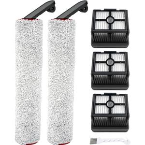 (5 Pieces) Replacement Vacuum Filters Roller Brushes Compatible with Dreame G10 Pro, H12 Pro, H12 Dual Wet Dry Vacuum Cleaner Accessories Kit Include 2 Brush Rollers, 3 HEPA Filters Easy Clean