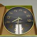 HZDHCLH Black Wall Clocks Battery Operated,12 inch Silent Non Ticking Modern Clock for Wall, 3D Numbers Wall Clock for Kitchen Bedroom Living Room Office Classroom Decor (Black-Gold)