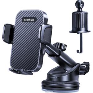 3-in-1 Phone Mount for Car [2025 Most Stable and Flexible Suction Cup] Vent Dashboard Windshield Cell Phone Holder Car Fit for iPhone, Samsung, All Phone