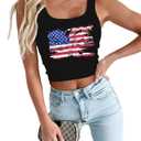 USA Crop Tops for Women American Flag Tank Top Patriotic 4th of July Tops (XL)