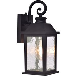 Dusk to Dawn Sensor Outdoor Wall Lantern Lights Exterior Porch Light Fixture for House Waterproof Anti-Rust Black Wall Mount Outside Patio Garden Sconce with Water Rippled Glass (Bulb Not Included)