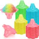 Eaasty 60 Pieces 4 oz Colorful Flower Shaved Ice Cups Plastic Snow Cone Cups Small Leak Proof Plastic Slush Snack Ice Cream Bowls