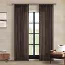 Dark Chocolate Pinch Pleated Linen Curtains 2 Panels for Living Room Bedroom Memory Training Shaped Semi Sheer Pleat Drapes with Hooks Rings Light Filtering Window Curtain 40x84