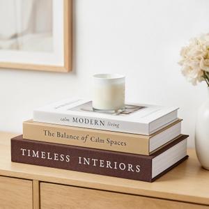 JARLINK Beautiful Decorative Books, Set of 3 Stackable Fake Books for Coffee Table, Shelf & Mantel Decor - Modern Home Decoration with Hidden Storage for Photos, Keepsakes & Living Room Styling, Brown (Brown-Beige-Apricot)