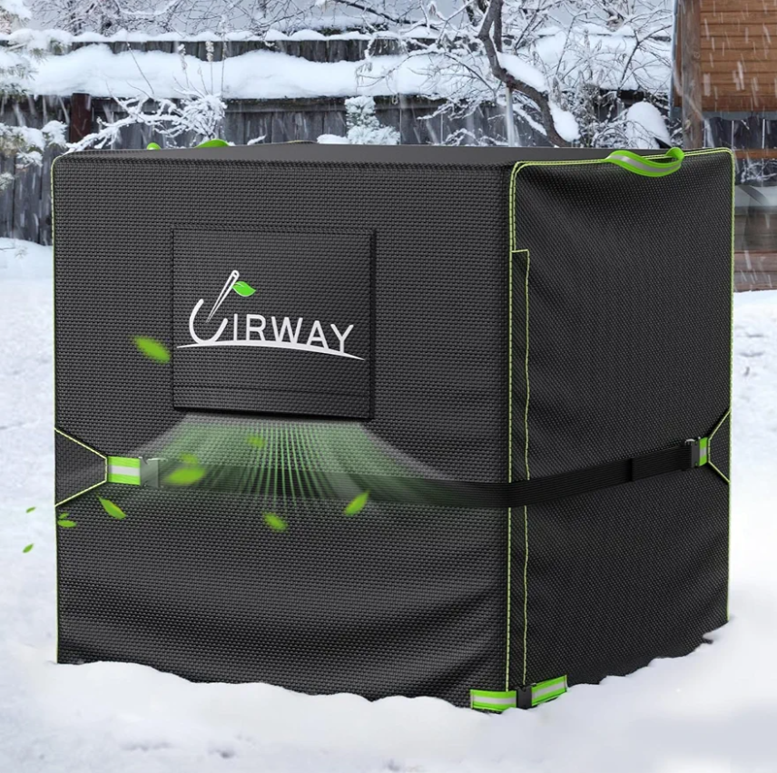UIRWAY 500D Air Conditioner Cover for Outside Units, [2025 Upgraded Heavy Duty Fabric] Outdoor Central AC Cover Winter, Waterproof Square Air Conditioning Covers with Air Vents, Fit 26"W x 26"D x 32"H