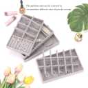 Velvet Drawer Jewelry Organizer Tray, Small Flat Jewelry Organizer for Drawer, Dresser Stacking Display Inserts for Jewelry Accessories in Dresser, Grey Set of 8