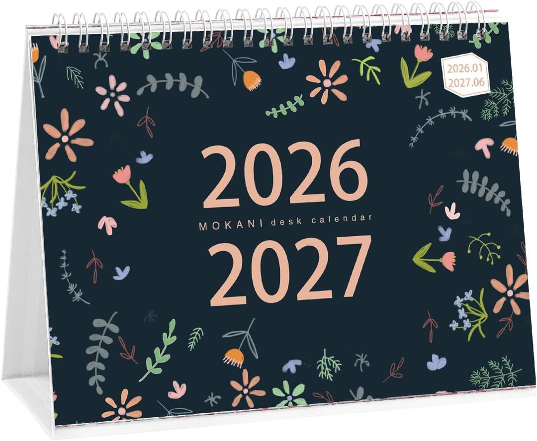 Desk Calendar 2026-2027, Monthly Desktop Calendar (Jan. 2026 - Jun. 2027, 10" x 8.25"), Standing Flip Calendar with Thick Paper, Academic Year Standing Desk Calendar with Planner Stickers