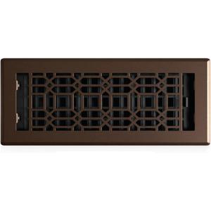 Decor Grates Metal Louvered Decorative Air Vent Cover 4x12 Floor Register Adjustable Control Lever AC Floor Vent Covers for Home Floor Vents Fits 4 x 12 Inch Opening Rubbed Bronze (NGH412-RB)