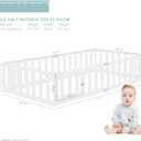 Spirich Twin Size Solid Wood Kids Floor Bed Frame with Fence and Door