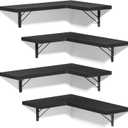 Love-KANKEI Corner Shelf Wall Mounted,Floating Wall Shelves for Storage,Rustic Wood Hanging Shelves for Display,Bathroom Kitchen Bedroom Living Room,Set of 4,Black