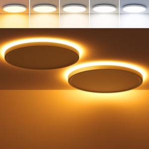 COLWATT 2Pack Ceiling Light with Night Light for Bedroom Hallway, 12 Inch LED Flush Mount Round Dimmable Ceiling Light 24W 2600LM, Selectable 2700K-3000K-4000K-5000K-6500K, White