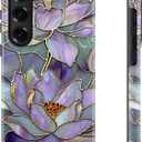 Esdot for Samsung Galaxy S23 Plus Case - Wireless Charging Compatible  Dual-Layer Soft Silicone + Hard Shell - Wildflower Design - Protective Phone Cover for Women Girls - Abstract Lotus