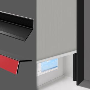 SEEYE Blackout Light Blockers, PVC Light Blockers Side Tracks for Roller Window Shades and Blinds 100% Blackout L-Shaped Light Blocking Strips for Bedroom, Easy to Install(Black, 57.3'', 4pcs)
