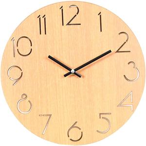 Zerodeko Simple Wooden Round Wall Clock Modern Decorative Quartz Clock for Living Bedroom Decor Battery for Family Friends