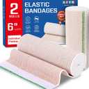 AZEN Premium 2 Pack Elastic Bandage Wrap 6 Inch, Compression Wrap Bandage for Legs, Ankle, Knee, Tummy, Body, Latex-Free, Lymphedema Wraps for Legs